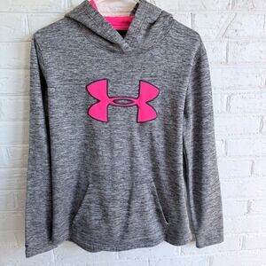 Under Armour ColdGear Grey Pink Logo‎ Hoodie Fleece Lined Women's M